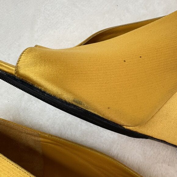 Burberry Prorsum Womens Shoes Satin Wedge Heels Runway 2013 Yellow Size 40 - Picture 3 of 11